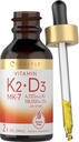 Carlyle Vitamin D3 K2 Drops → 2 Fl Oz → MK-7 补充 → Vegetarian, Non-GMO, Gluten 和 Soy 自由公式