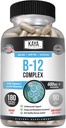 Kaya Naturals B-12 Complex 女性和男性的多维他命补编 能量和代谢促进器 维他命补编 维他命补编 生物素、乔林、Inositol、Folate和维生素C – 180 C