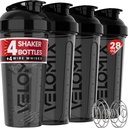 VELOMIX - 4 PACK - 28 oz 蛋白质摇摆瓶 蛋白质摇摆瓶 - 4x Wire Whisk QQ Leak Proof 摇摆杯 蛋白质摇摆瓶 QQ 蛋白质摇摆杯(全用黑色)