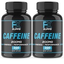 FXSUPS Cafeine 200 mg Pills (2-Pack, 400 Capsules) – 快速动作能量支持补充 – 支持提醒,焦点和元函数