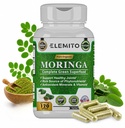 Moringa Capsules,纯叶粉,绿色超级食品,能源,代谢,和免疫支持,非GMO,Vegan,Gluten-Free - 120 Capsules