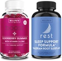配有锌的WellPath Elderberry Gummys + 配有 Melatonin & L-Theanine 的成年人休息根睡眠援助,每架60Ct