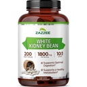 Zazzzee White Kidney Bean 10:1 提取,每架1800毫克,200 Vegan Capsules, 超过2个月的供应,标准化,集中 10X 提取,100% 蔬菜,全自然和非GMO,在美国制造