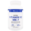 ML Naturals Natural Vitamin K2 MK-7 120 mcg 120 Vegetable Capsules. Natural MK-7/99% All-Trans MK-7. 支持骨骼和心脏健康,帮助促进血管健康,NSF-验证和cGMP-Compliant.