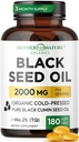 黑种子油盖 2000mg per service,有机冷压黑库明,高TQ,Immune和联合支援,180 Counter(3个月供应)