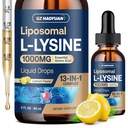 Liposomal L-lysine 1000MG液滴,13-in-1 赖氨酸补充剂 — Monolaurin, 橄榄叶提取剂加维生素C, B6, D3, B12 & Zinc for Colagen, Lip, 皮肤和成人支持, 2oz