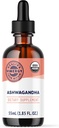 Ashwagandha 有机液体提取器 — 27 2mL(2个滴水器或48-54个滴水器) 压力适应原体,认知和睡眠支持. 无酒精、非GMO(55毫升)