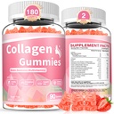 180 Collagen Gummys Collagen 蛋白质I型 II III V X 与 Biotin Vitamin C A B E Keratin Hyaluronic Acid 用于毛皮Nails联合 Immune Digestion 女性男性 糖无草莓
