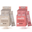 mellö Magnesium Superblend Bundle - Pomegranate & Unflavored - 带有L-Theanine,GABA & Trace Minerals - 支持睡眠,放松和平衡能源 - 2 x 10 Packs