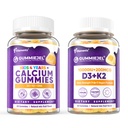 1 Pack Kids Calcium Gummys + 1 Pack D3 K2 Gummys Vitamin D3 1000 IU + K2(MK7) 120 mcg