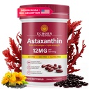 Astaxanthin 12mg – 来自Haematococus Pluvialis的天然Astaxanthin,三强抗氧化剂对眼,皮肤,联合和免疫支持的补充(120个计数(一包))