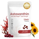Astaxanthin 补充 12 mg,180 Softgel, 6个月供应 → 新鲜微藻天然抗氧化剂 → 更多支持眼,皮肤,联合健康,非GMO