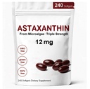 Astaxanthin 12mg, Astaxanthin 抗氧化剂添加剂,有抗氧化剂活性,支持眼,免疫,皮肤健康,内部环流-240软胶