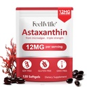 Astaxanthin 12mg, 120 Softgels, 4个月供应 + Premium Astaxanthin 抗氧化剂补充 → Fresh Microalgae source → 支持眼, 联合, 内部循环, 皮肤健康