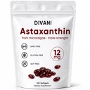 DIVANI Astaxanthin 12mg,每日健康、免疫、眼皮支持、非GMO、Gluten Free - 120软胶的抗氧化剂补充剂