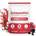 Astaxanthin 补充,12mg Astaxanthin 天然抗衰老公式 - 支持眼睛,联合,内部流通和皮肤健康,Non-GMO Non-Gluten