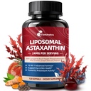 Liposomal Astaxanthin 24mg 配有眼、皮肤和免疫健康脂质素补充剂,10in-1 Max 强度 Astaxanthin 抗氧化剂补充剂,新鲜微藻源,Non-GMO,120软胶