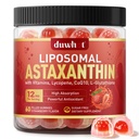 Liposomal Astaxanthin Gummys,有机Astaxanthin 12mg 配有Lycopene,Glutathione 配有强抗氧化剂,加维生素和CoQ10 配有眼,皮和免疫健康,无糖,维冈,60