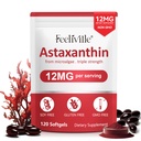 Astaxanthin 补充剂,Premium Astaxanthin 12mg 抗氧化剂,有抗氧化剂活性,支持眼,联合,免疫,皮肤健康,内环,1Pack(120 Softgels),Non-GMO & No Gluten