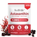 Astaxanthin 12mg 120 软胶、Astaxanthin 抗氧化剂补充剂,包括抗氧化剂活性、支持眼、皮肤、免疫、内环