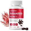 Astaxanthin 12mg | 240 软胶 | Astaxanthin 抗氧化剂补充剂 抗氧化剂活性 | Astaxanthin 来自Haemotococcus Pluvialis Algae | 支持眼,皮肤,免疫系统健康