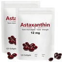 2pack Astaxanthin 12mg, 120 Softgel, 最大强度抗氧化剂与椰油, 自然公式, 高吸收眼皮支持, 自然公式, 非GMO, Gluten Free