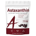 Astaxanthin 12mg, 抗氧化剂活动妇女的三重强体皮肤维生素、支持免疫、皮肤、眼睛和联合健康、促进内部循环、焦炭火焰120