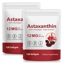 Astaxanthin 12mg, 120 Softgels, (2Pack) Astaxanthin 抗氧化剂补充剂 抗氧化剂活性,支持眼,皮肤,联合和免疫系统健康,新鲜微藻源,非GMO