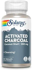 Solaray 激活的炭炭 280mg | Coconut source | 健康室内清洁和消化Tract 支持 | Non-GMO, Vegan & Lab 验证 | 90 Capsules | 包 2