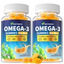 Omega-3 Gummys 成人40+:1280mg Vegan Omega3 Fatty Acid DHA EPA 配有维生素D3 K2 锌图尔姆综合健康支持 - 女性的鱼油替代品(120Count)
