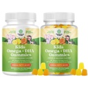 Omega DHA Gummys for Kids - Fatty Acids Omega 3 6 9 配以维生素C用于大脑,豁免和视野 - 营养性DHA用于健康神经系统与焦点支持 - 蔬菜和葡萄园免费