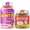 LILICARE 套装:蘑菇狮 Mane + Saffron + Algae Omega-3 Gummys + 5HTP Gummys 供儿童和成年人使用