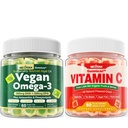 Nextdia Vegan Omega 3 Gummys + 成人和儿童全食维生素C Gummys