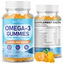 Vegan Omega-3 Gummys - 1600mg 配以 600mg EPA & 400mg DHA. 高吸收公式. 美味的橙色Flavor - 60个古米