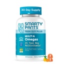SmartyPants Ten Guy Plus Multi & Omegas Multivitamin Gummys with Omega 3 DHA/EPA,维生素D3,C,B12,B6,A,K,锌,Folate,Gluten Free,清洁标签,菠萝橙,60 Gummys(30天供应)