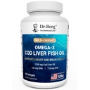 Berg Omega-3 Cod Liver Oil 60 Softgels – Wild-Caught冰岛鳕鱼 – Omega 3 EPA & DHA – 心脏,大脑,免疫和眼部支持* – Lemon Flavor – 4X Lab-Tested – 非GMO,无填充器