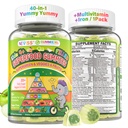 NEVISS Kids 4+ & Teens Super Greens 40-in-1 Gummys w/Multivitamin, Omega3 Iron, D3K2, Picky Eater 有机超级水果 Vegies Superfood Gummy, 蘑菇, Lutein QQ Immune Bone脑能,无糖