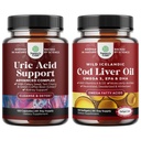 绿咖啡豆提取Uric Acid Cleanse-Turmeric Tart Cherry & Celery种子和冰岛野生抓捕Cod Liver油软胶 - Fish Omega 3 EPA DHA 维生素D & A 1000mg Pervice