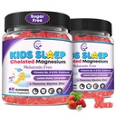 儿童睡眠Gummys, No Melatonin 睡眠援助Gummys w/ 甘油镁, Calcium Citrate, L- Theanine, GABA, 维生素D3 K2 B6 锌, 芝末酒和柠檬薄膜换Zzz & Relax, Brain, Bone, 非GMO 2Pack