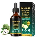 Soursop Bitters Liquid Drops 12 in-1 Complex - 2 Fl Oz - 富含海摩斯,莫林加,Turmeric & Ashwagandha 提取 | 草药 用于免疫支持和消化 健康 | 维生素 C & D3 | Vegan