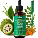 Soursop Bitters Liquids Dropps 10in-1 with Sea Moss, Turmeric, Moringa, 黑种子油, Oregano, Ashwagandha & Herbal 提取器 - 支持整体健康, Vegan, 60mL/2 Fl Oz