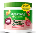 Amazing Grass Sweet Greens and Superfoods Powder for Digestive Health, Greens Powder, Digestive Enzymes, Probiotics, Spirulina, Chlorella, Peach Hibiscus, 30 Servings