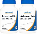Nutricost Astaxanthin 12mg, Non-GMO and Gluten Free, 120 Softgels (4个月供应) (2包)