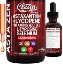 清洁的Nutra Astaxanthin Lycopene液体滴入支持维生素 A C D E 4 fl oz – Potent Natural D3 C E A & Selenium L-Tyrosine公式 纯抗氧化剂 混合强化营养素摄入