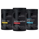 来自藻类、Omega-3鱼油1250毫克和维生素D35000iu & Mk7维生素K2的抗氧化剂支持包装W/Triple Power Vegan Astaxanthin补充剂 石油