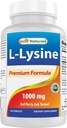 Best Naturals L-Lysine 1000 mg 180 平板电脑 - 双强赖氨酸,用于加强免疫健康与冷痛
