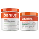 Genius Pre Workout Powder, Sour Apple + Genius Micronized Creatine Workout Powder 工作后粉