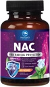 NAC Supplement - 1200mg per Serving N-Acetyl-L-Cysteine – Optimal Absorption Immune Support with Powerful Antioxidants - Respiratory & Liver Health Support - Gluten Free, Bottled in USA - 60 Capsules