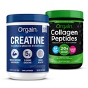 Orgin Creatine Monohydrate Powder 17.64 Oz(100 services) & Collagen Peptides Powder 1lb(20g 草药) 包 - 不受欢迎的,非GMO 肌肉,脑,皮肤和联合支持的补编
