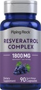 Pipping Rock Resveratrol Complex | 90 Capsules | Ultra Potent | 非GMO, Gluten 免费补编